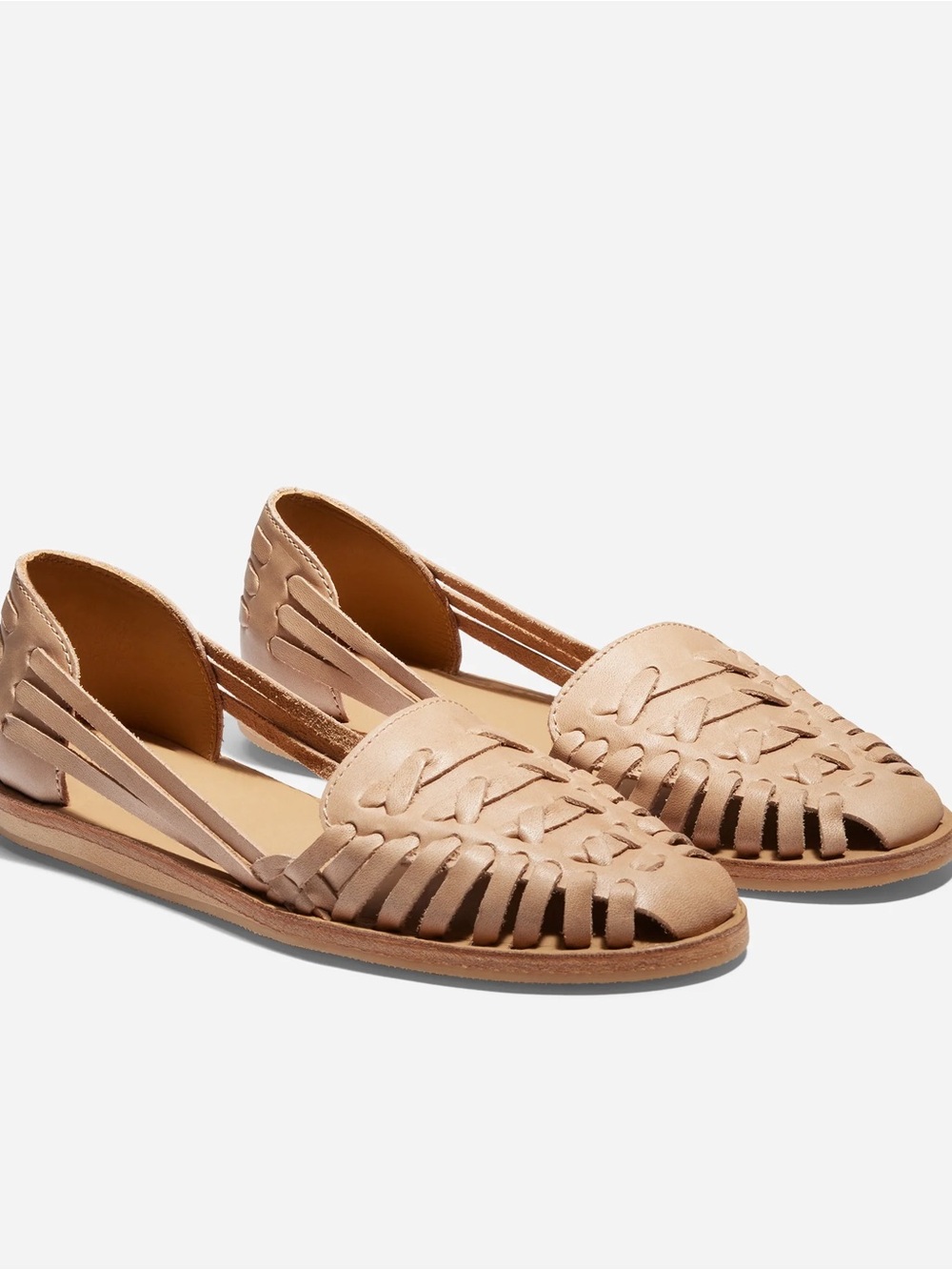 NWOT Nisolo Woven Leather Huarache Flats in Almond